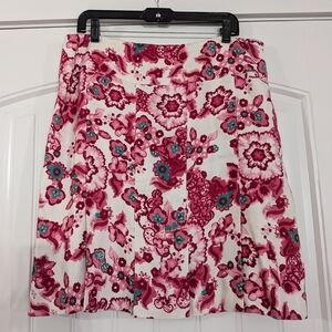 Etcetera Linen Blend A-line Floral Knee Length Skirt